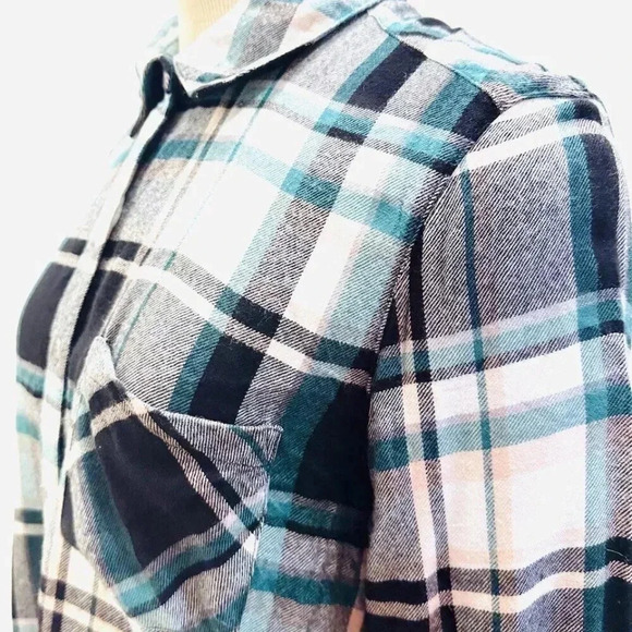 CASLON Women Long Sleeve Collared Button Down Plaid Shirt Top Size Petite Small - Picture 6 of 14
